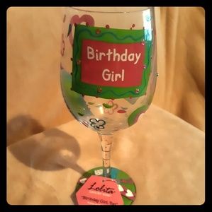 Lolita Birthday Girl too wine glass NWT
